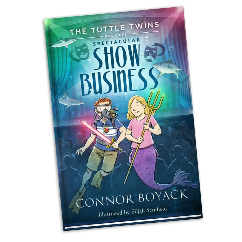 a book cover with a mermaid and a boy holding a sword