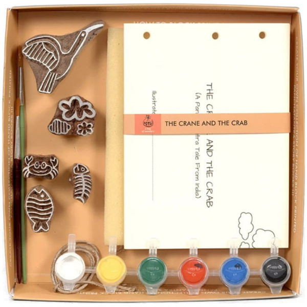 a box with different colored objects