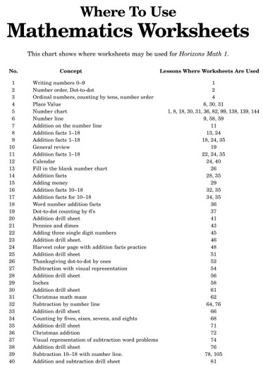 Horizons - Grade 1 Math Student Worksheet Packet - Image 2