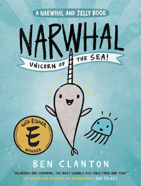 a book cover with a narwhal and a jellyfish