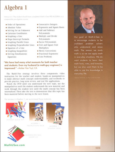 Math-U-See - Algebra 1: Legacy Edition (Student Pack) - Image 2
