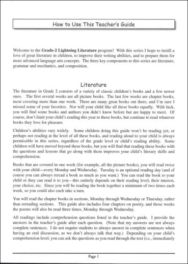 Lightning Literature - Grade 2 (Teacher Guide) - Image 3