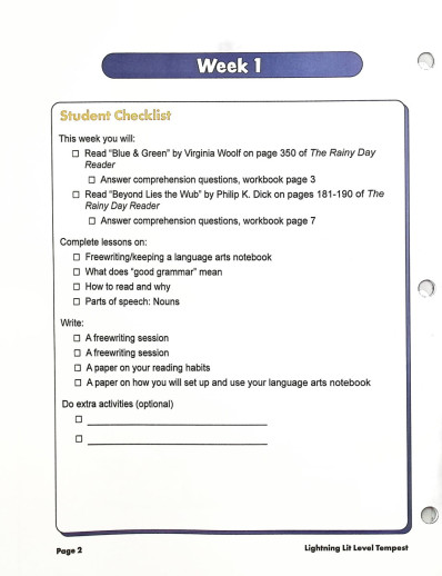 Lightning Literature - Lightning Literature & Composition Level Tempest (Student Workbook Volume 1) - Image 3