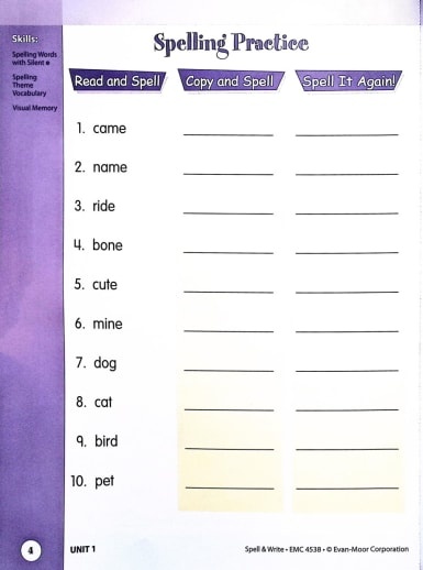 Evan-Moor Skill Sharpeners Spell & Write (Grade 2) - Image 3